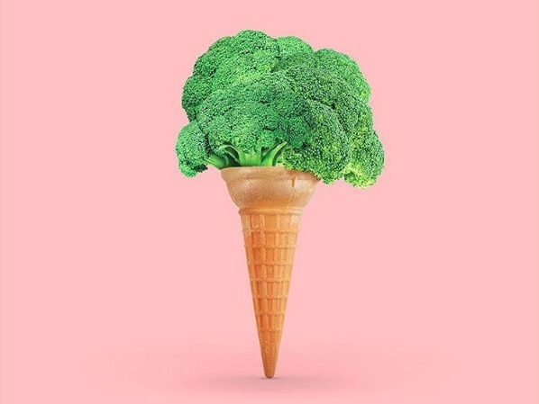 broccoli placed in an ice cream home for a healthy snack. caribu mommy mom mother's blog that gives parenting advice for kids, children, toddlers, preschoolers.